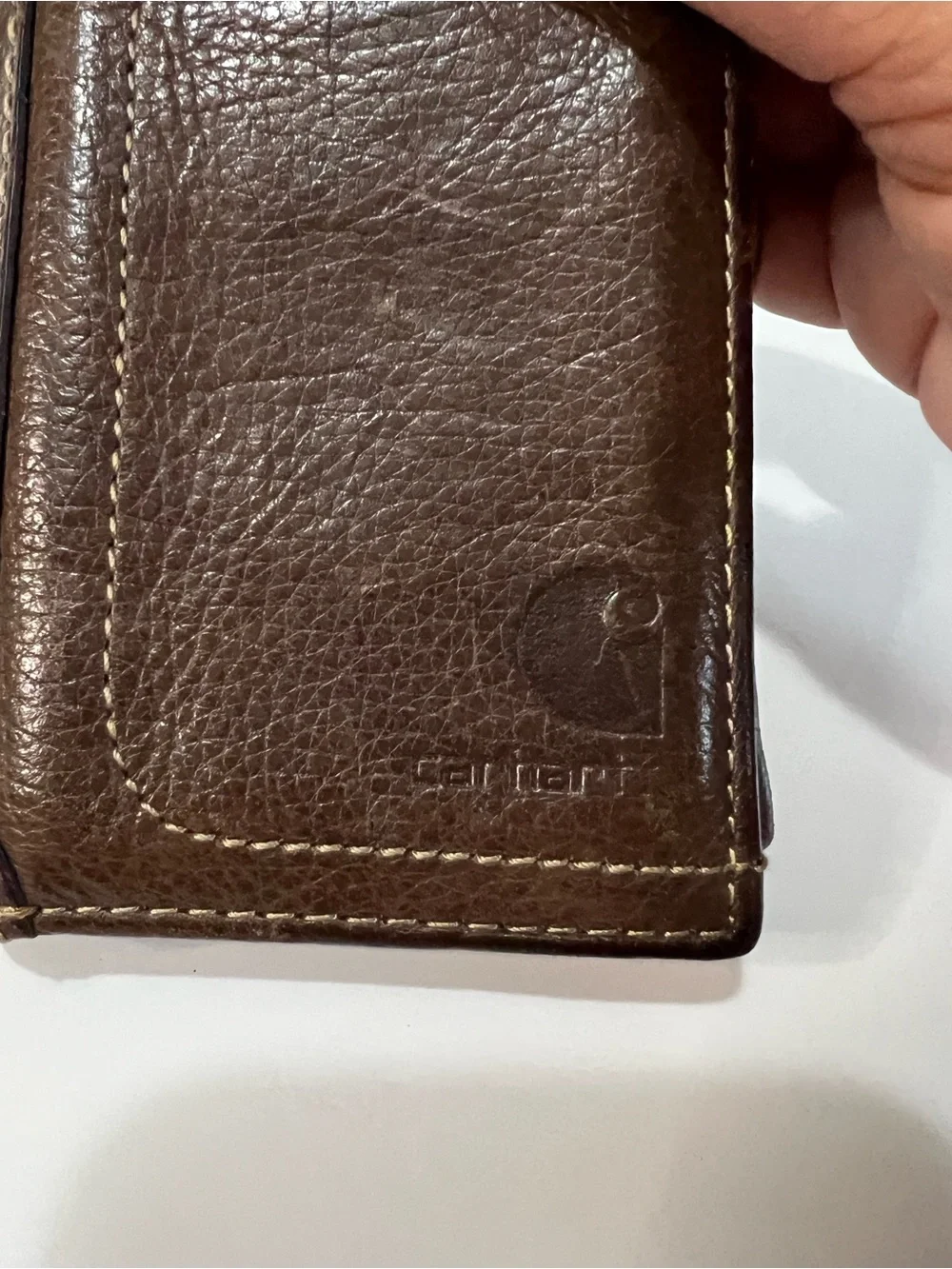 Carhartt Brown Genuine Leather Trifold Wallet Men’s Rugged Workwear